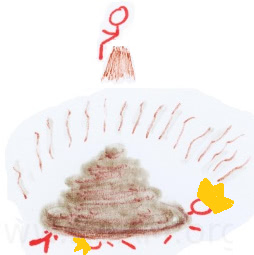 ceo on the top defecates on customers with crowns, customers under a huge heap of poo